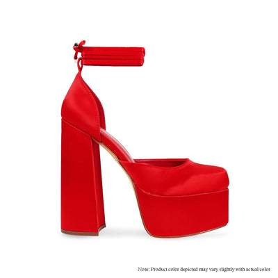 Whitley red high platform & chunky heel close toe pump