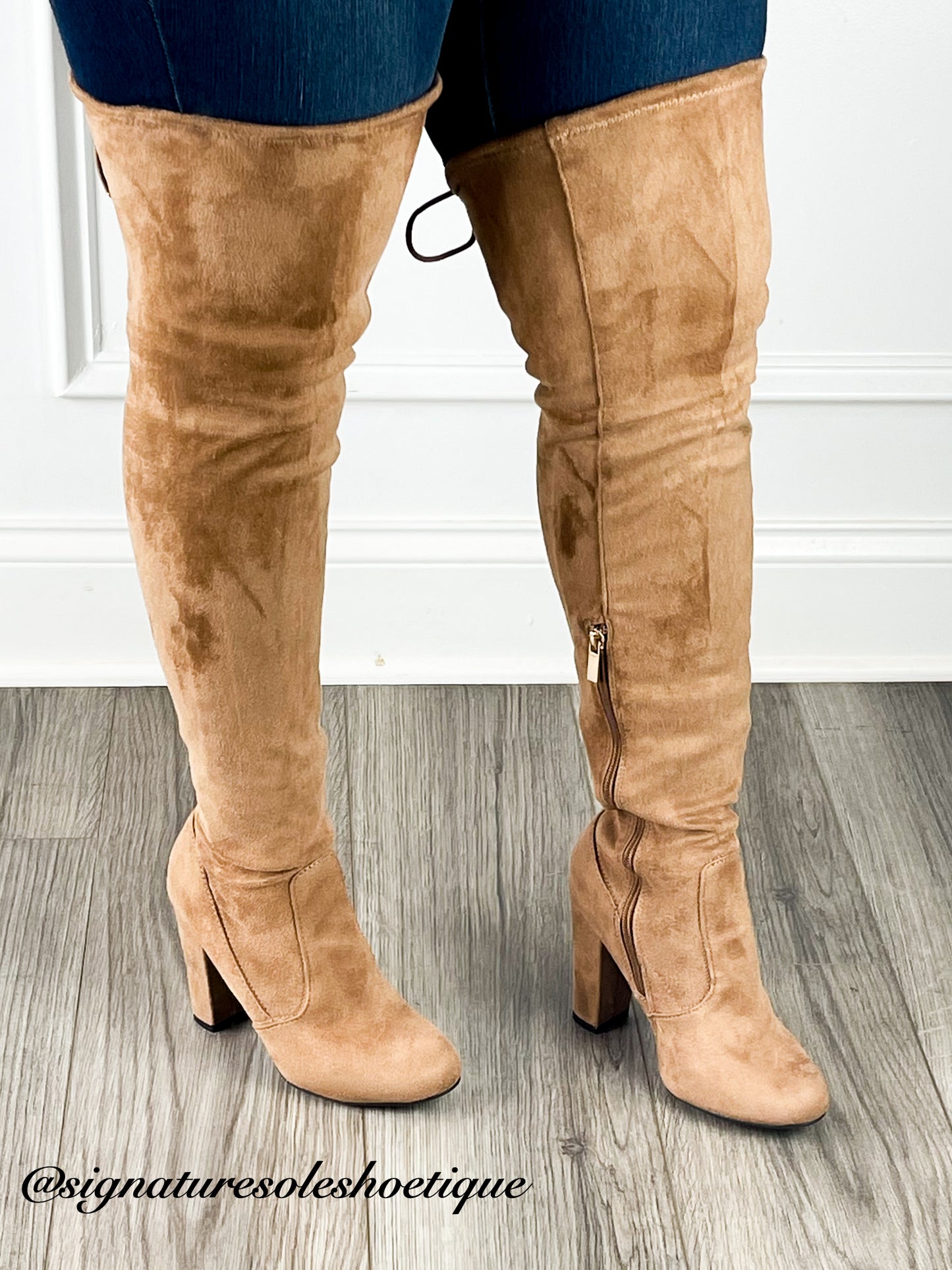 JESSICA | CAMEL SUEDE THIGH HIGH BOOT